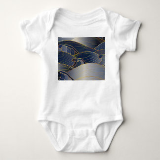 Body Para Bebê Dourada Wave Lines, Abstrato Vintage.