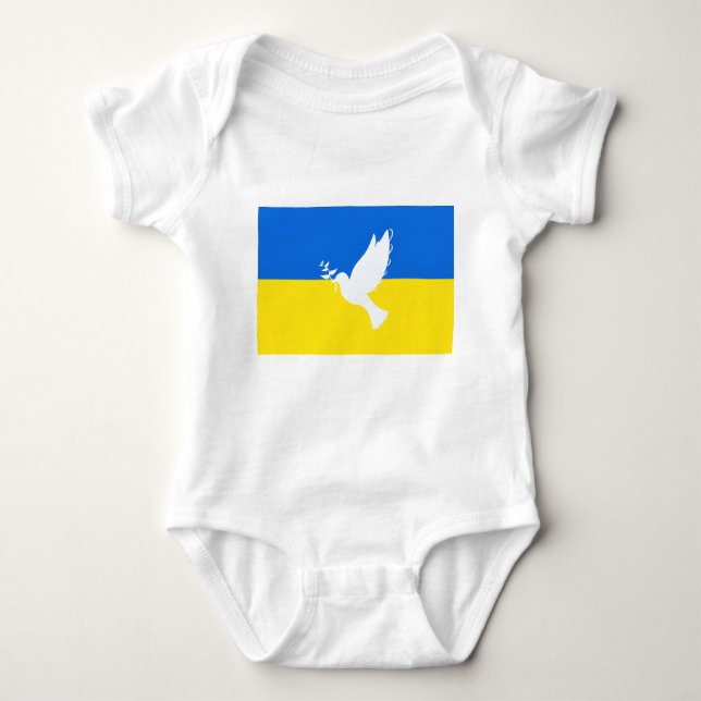 Body Para Bebê Dove the Peace Flag of Ucrânia Baby Bodycase (Frente)