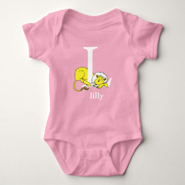 Body Para Bebê Dr. Seuss ABC: Carta L - Branco | Adicione seu nom (Frente)