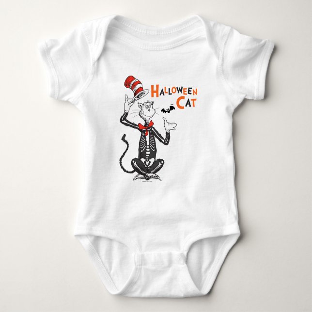 Body Para Bebê Dr. Seuss | Gato de Halloween no Chapéu (Frente)