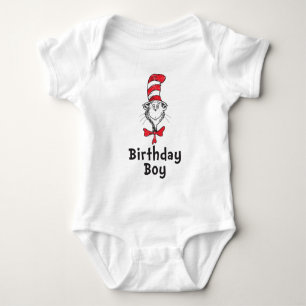 Body Para Bebê Dr. Seuss Gato no Chapéu Menino de Aniversário