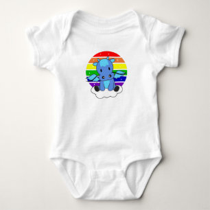 Body Para Bebê Dragão Arco-Íris Glitter Kawaii Fantasy Colorido