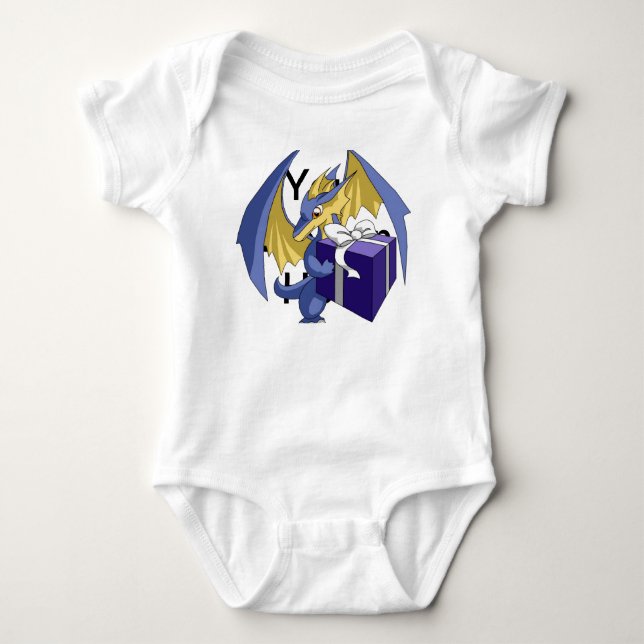 Body Para Bebê Dragão com um presente (Frente)