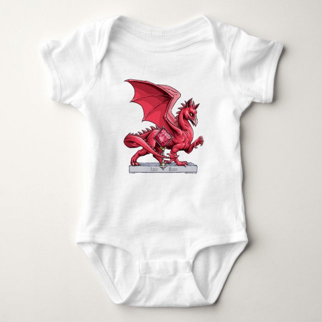 Body Para Bebê Dragão de Birthstone de julho: Ruby (Frente)