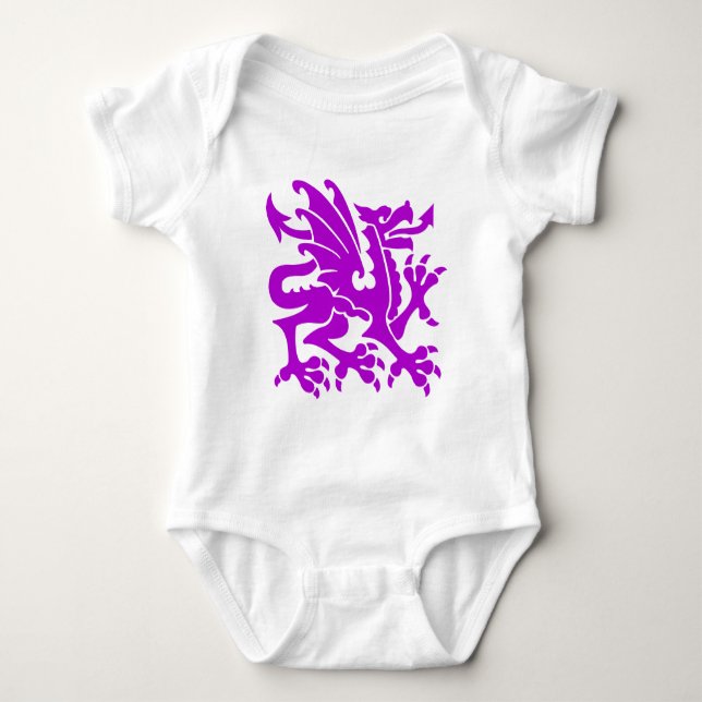 Body Para Bebê Dragão Heráldico 01 - Roxo (Frente)
