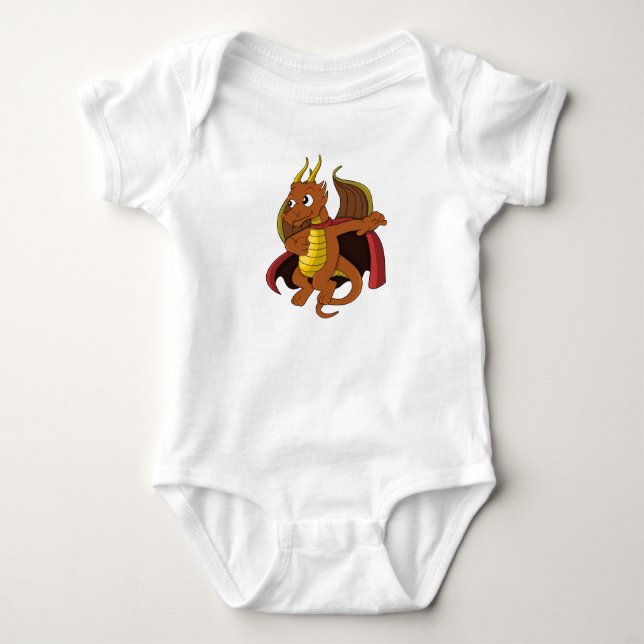 Body Para Bebê Dragão laranja desenho Bebê roupa de bebê (Frente)