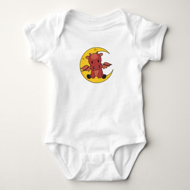 Body Para Bebê Dragão Moon Good Night Dragon Fantasy (Frente)