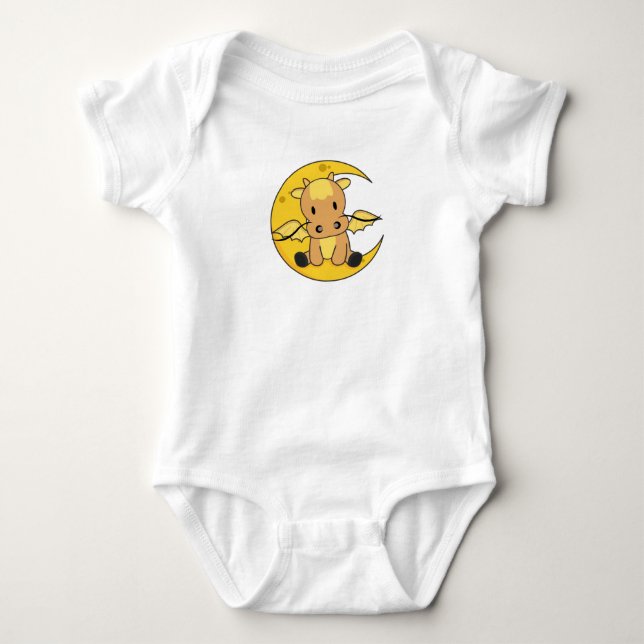 Body Para Bebê Dragão Moon Good Night Dragon Fantasy (Frente)