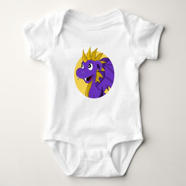 Body Para Bebê Dragão roxo acariciando roupa para bebê (Frente)