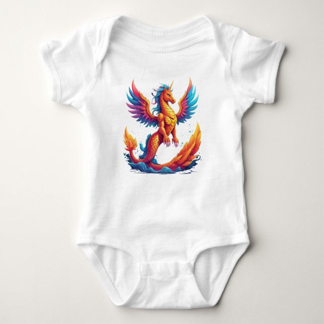 Body Para Bebê Dragão-Unicórn e Phoenix-Sereia (Frente)
