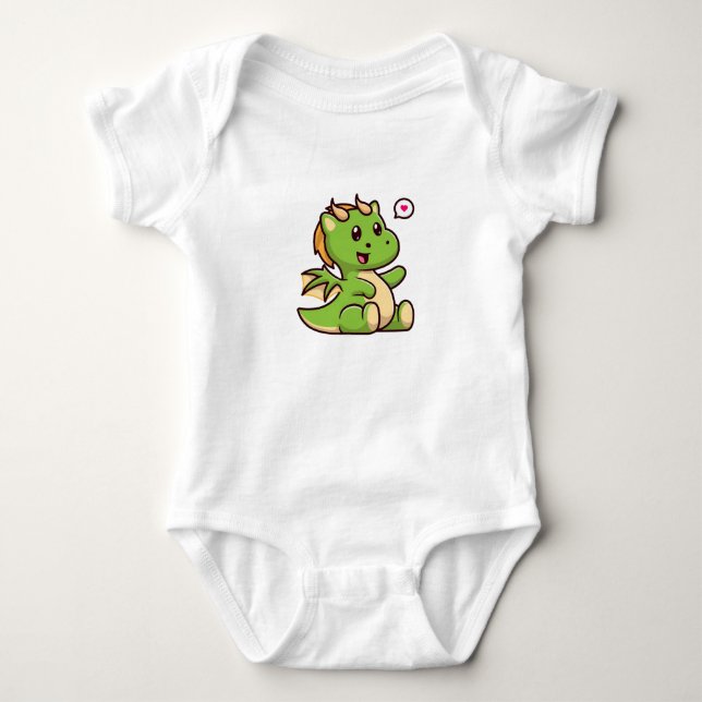 Body Para Bebê Dragão Verde Adorável (Frente)