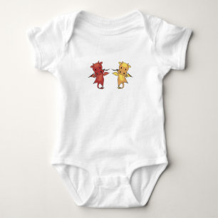 Body Para Bebê Dragão Vermelho E Dragão Amarelo Fale Fantasia