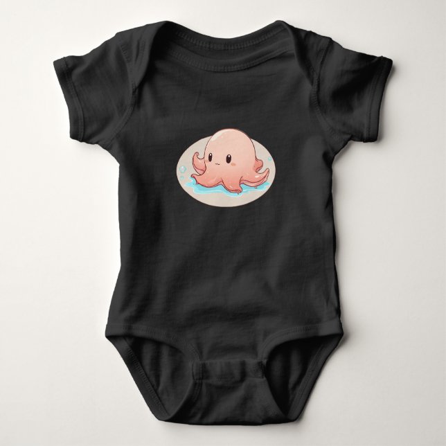 Body Para Bebê Drawing of a pink Baby Octopus (Frente)