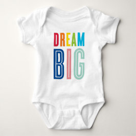 Body Para Bebê DREAM BIG PEQUENO UM legal tipografia cores brilha
