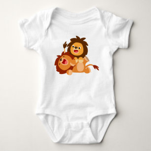Body Para Bebê Duas Belas Caricaturas Leões Bebê