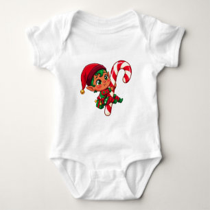 Body Para Bebê Duende de Pirulito Natalino