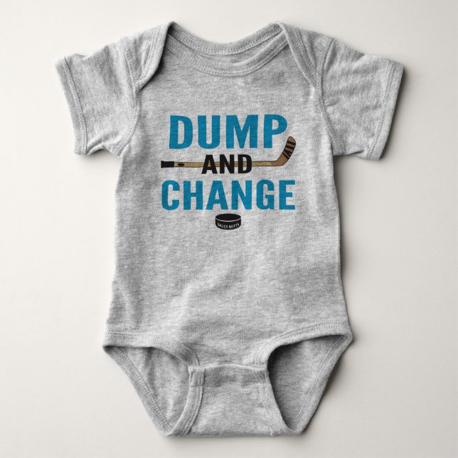 Body Para Bebê Dump and Change Hockey Baby Turquoise Blue (Frente)