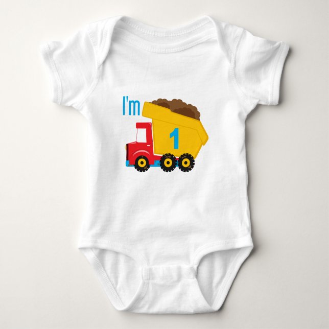 Body Para Bebê Dump Truck I'm 1 (Frente)