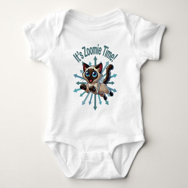 Body Para Bebê É Hora do Zoomie Gato Siames (Frente)