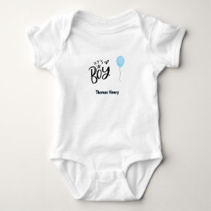 Body Para Bebê É Um Balão Azul Menino Personalizado com Nome