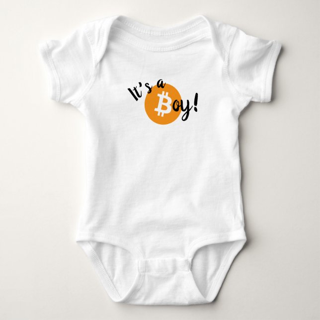 Body Para Bebê É um menino Bitmoney! roupa de criança (Frente)