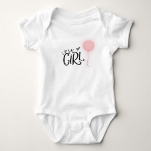 Body Para Bebê É uma garota com um balão rosa