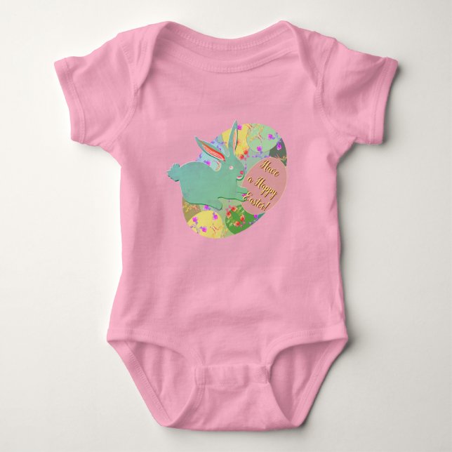 Body Para Bebê Easter Bunny Eggs T-Shirt (Frente)