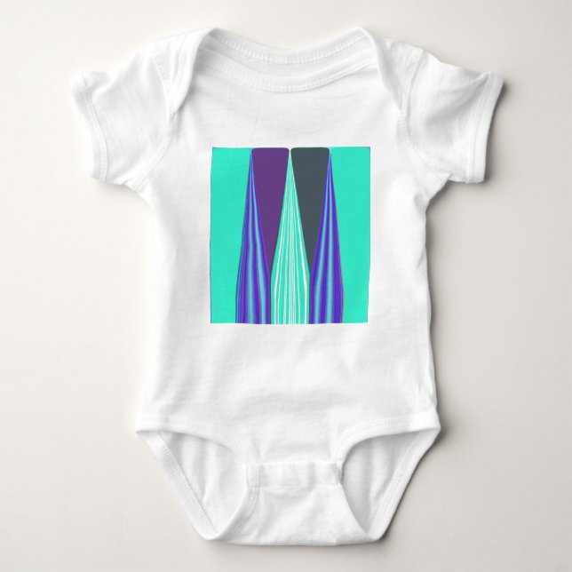 Body Para Bebê Edgy Blue Purple Cyan Chevron Art Impressão (Frente)