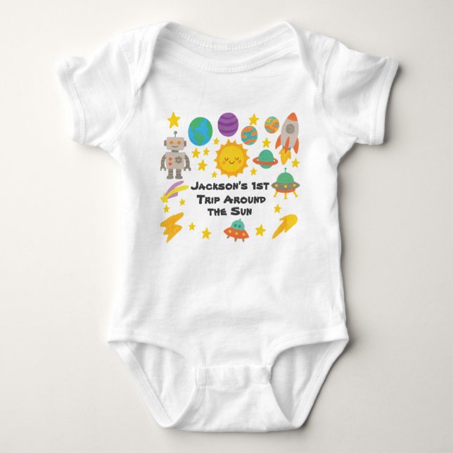 Body Para Bebê Editable Crayon Style – Trip-Around-the-Sun  (Frente)