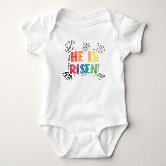 Body Para Bebê Ele é Risen T-Shirt (Frente)