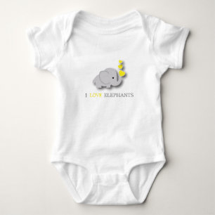 Body Para Bebê Elefante Amarelo e Cinza