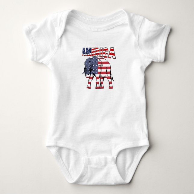 Body Para Bebê Elefante Americano (Frente)