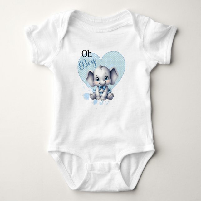 Body Para Bebê Elefante Azul Cutie - Pequeno amendoim (Frente)