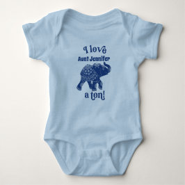 Body Para Bebê Elefante Azul I Love Nome a Ton Personalizado