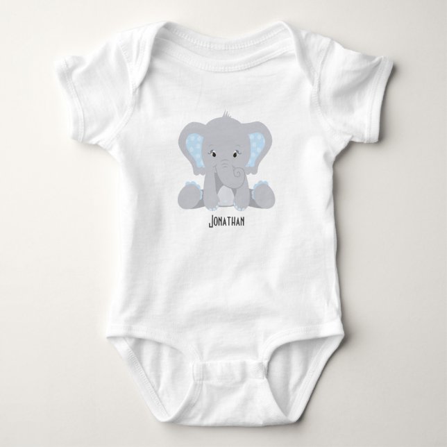 Body Para Bebê Elefante Azul Personalizado (Frente)