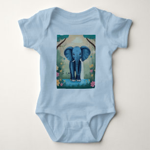 Body Para Bebê Elefante Balear Azul,