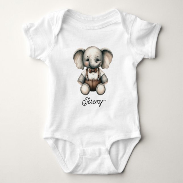 Body Para Bebê Elefante Bebê Fofo com Gravata Borboleta (Frente)