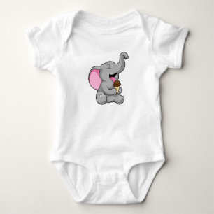 Body Para Bebê Elefante com sorvete de Waffle Chocolate