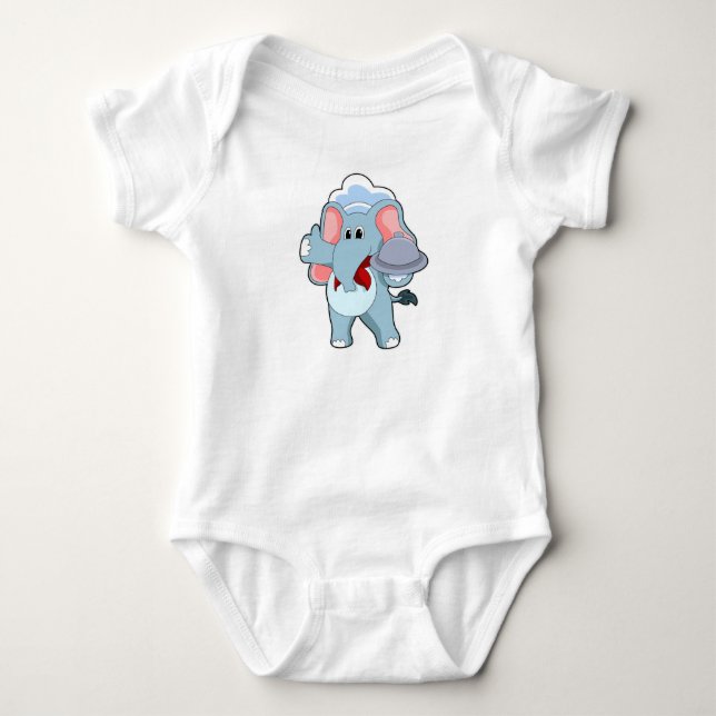Body Para Bebê Elefante como Garçom com Bandeja (Frente)