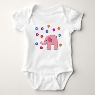 Body Para Bebê Elefante cor-de-rosa com roupa de bebê rosa