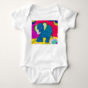 Body Para Bebê Elefante De Bebê Azul E Bonito - Design