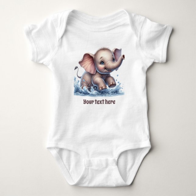 Body Para Bebê Elefante de bebê bonito, personalizável (Frente)