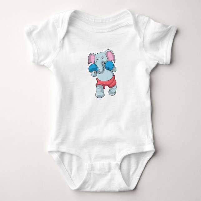 Body Para Bebê Elefante de boxe com luvas de boxe (Frente)