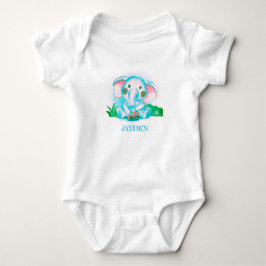 Body Para Bebê elefante de cor azul adorável