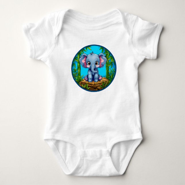 Body Para Bebê Elefante de desenho animado (Frente)