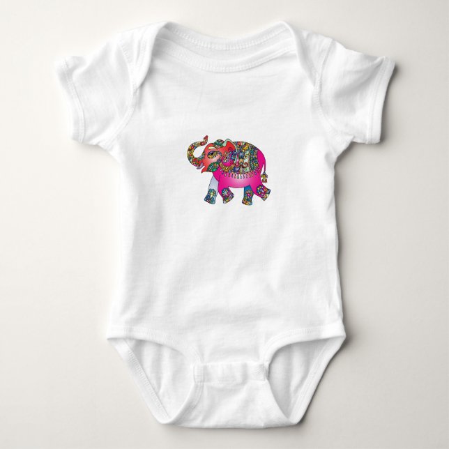 Body Para Bebê Elefante de desenho animado, bonito, indiano Desi (Frente)