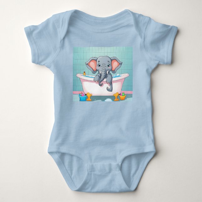 Body Para Bebê Elefante no banho (Frente)