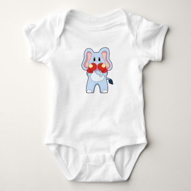Body Para Bebê Elefante no Boxing com luvas in a box (Frente)