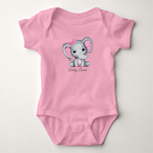 Body Para Bebê Elefante Rosa Personalizado