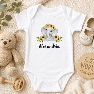 Body Para Bebê Elefante Rústico Monograma